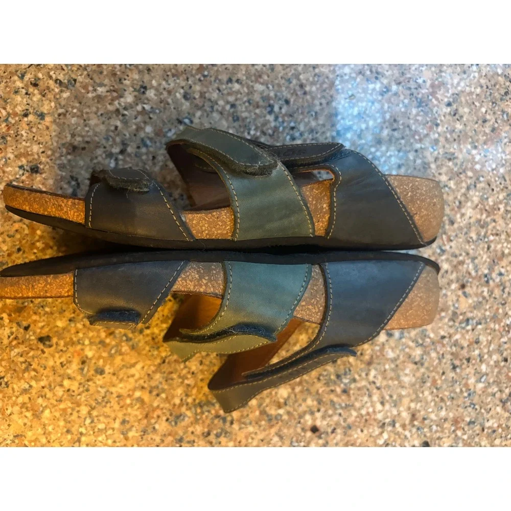 Taos Trulie Leather Multi Strap‎ Cork Wedge Sandals Blue Green WMNs 6-6.5 EUR 37